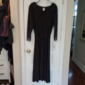 MSK Black Wrap Tie Front Gown